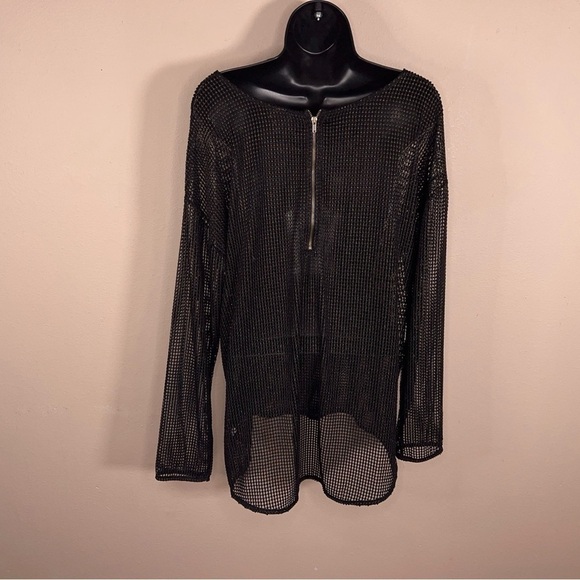 LARGE ROCK AND REPUBLIC BLACK GOLD SHIMMER MESH TOP GOTH PUNK BIKER - Picture 5 of 11